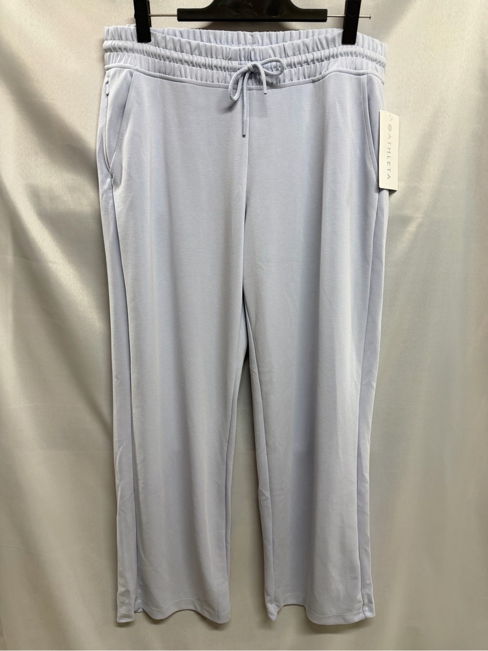 Athleta Seasoft Straight Pants Blue Soft Cozy Midrise Drawstring Large - Picture 3 of 9
